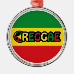 Reggae design with reggae flag colors metal tree decoration