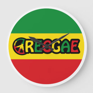 Reggae design with reggae flag colours large clock