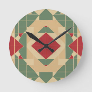 Reggae Geometric Pastel Tile Round Clock