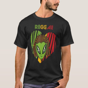 Reggae Heart Alien Rasta Jamaica Souvenir Rastafar T-Shirt