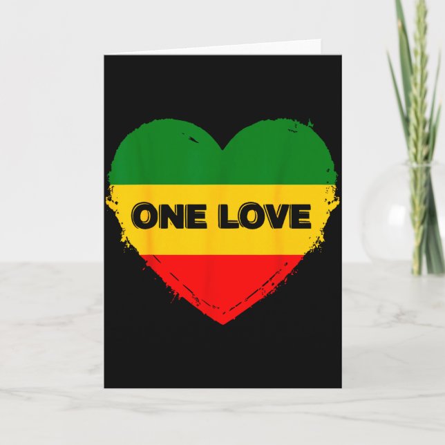 Reggae Heart One Love Rasta Reggae Music Rastafari Card (Front)