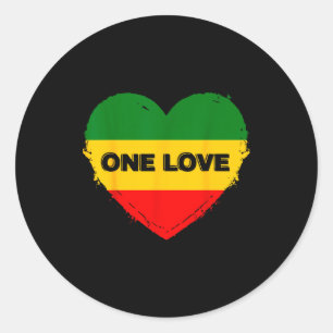 Reggae Heart One Love Rasta Reggae Music Rastafari Classic Round Sticker