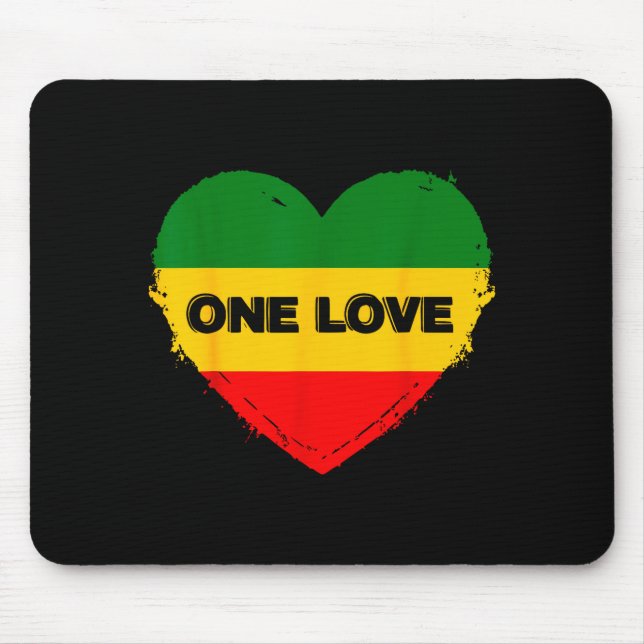 Reggae Heart One Love Rasta Reggae Music Rastafari Mouse Mat (Front)
