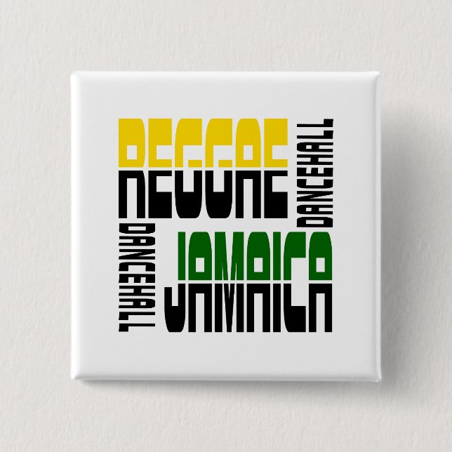 Reggae Jamaica Dance Hall Cube, 3 Colours 15 Cm Square Badge (Front)