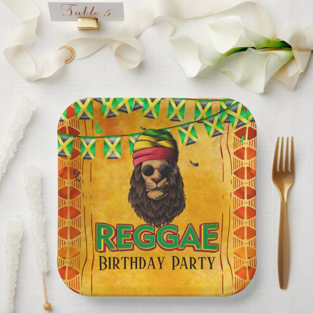 Reggae Jamaican Birthday Party  Paper Plate (Wedding)