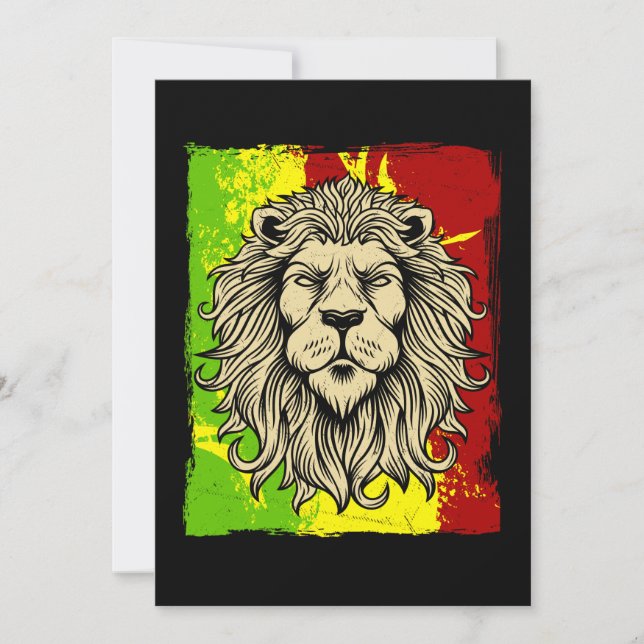 Reggae Jamaican Lion Rasta African Invitation (Front)