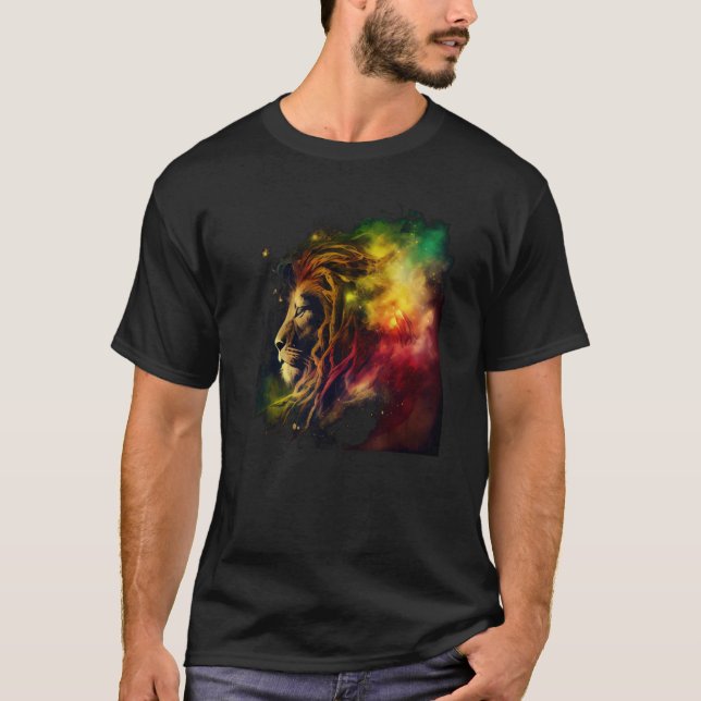 Reggae Lion Rastafari Music Freedom Zion Jamaica T-Shirt (Front)