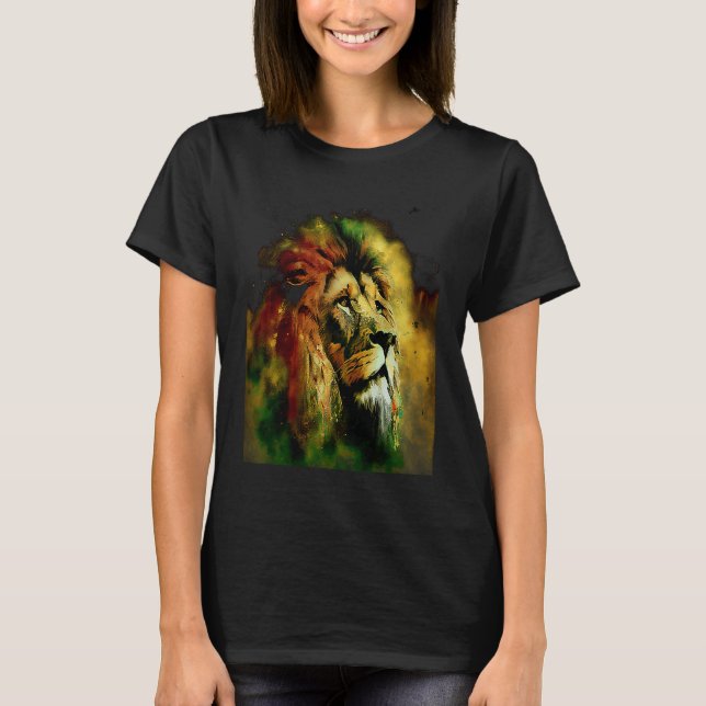 Reggae Lion Rastafari Music Freedom Zion Jamaica T-Shirt (Front)