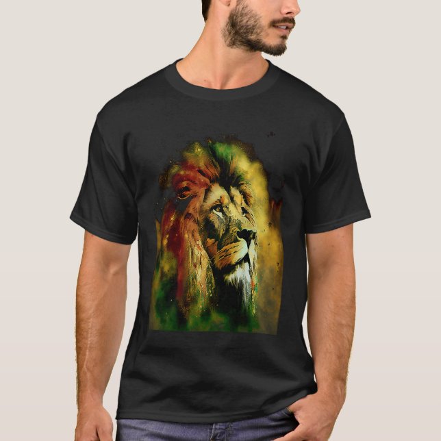 Reggae Lion Rastafari Music Freedom Zion Jamaica T-Shirt (Front)
