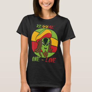 Reggae Love Alien Jamaica Souvenir Rasta Music Ras T-Shirt
