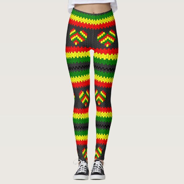 Reggae Love Heart Rasta Hippie Power Yoga Leggings (Front)