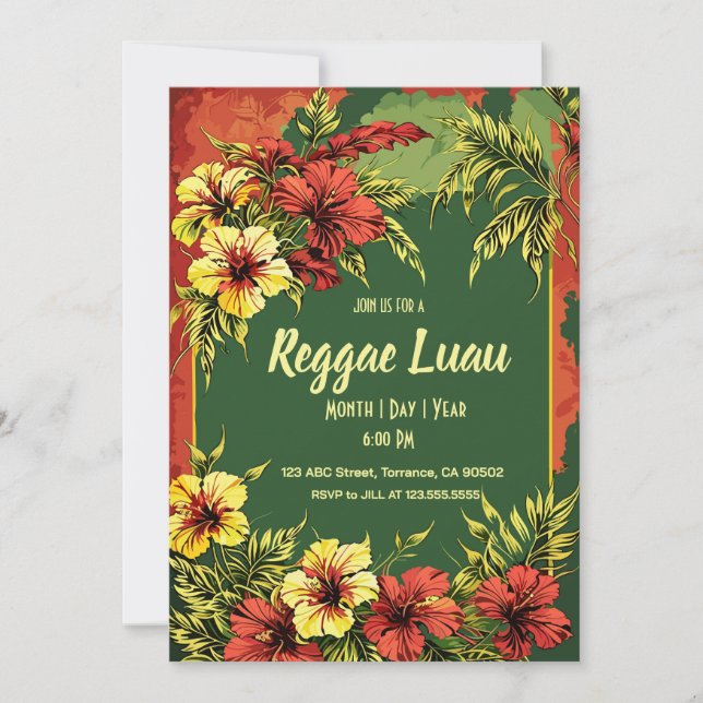Reggae Luau Invitation (Front)