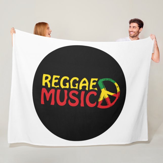 Reggae Music - model2b-circle-black Fleece Blanket (In Situ)