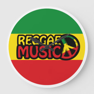 Reggae Music, reggae art with peace symbol Large Clock