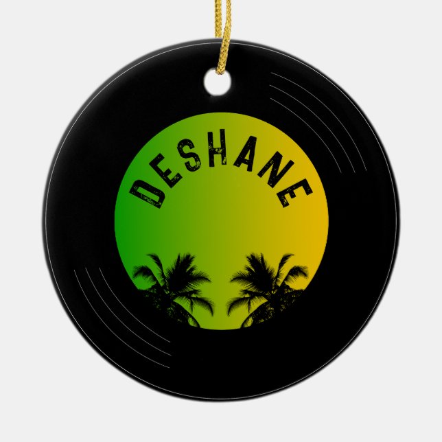 Reggae Music Vinyl Record Merry Christmas Ceramic Tree Decoration (Front)
