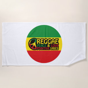 Reggae Music with positive quotes Beach Towel