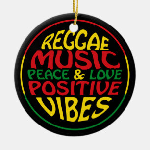 Reggae Music with positive sayings and quotes Ceramic Tree Decoration