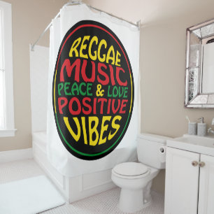 Reggae Music with positive sayings and quotes Shower Curtain