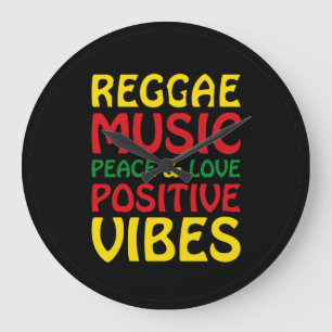 Reggae Music with positive sayings Large Clock