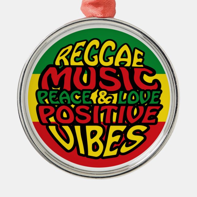 Reggae Music with positive sayings Metal Tree Decoration (Front)