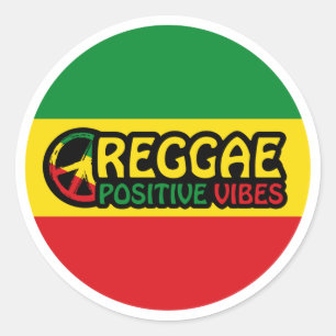 Reggae Music with positive vibes and reggae flag Classic Round Sticker