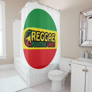 Reggae Music with positive vibes and reggae flag Shower Curtain