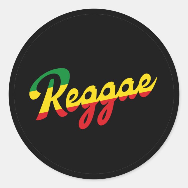 Reggae Music with reggae flag colors Classic Round Sticker (Front)