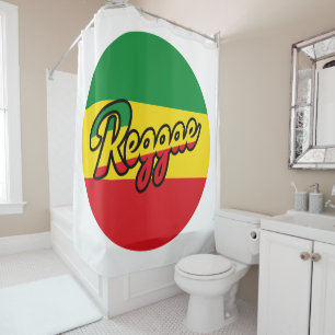 Reggae Music with reggae flag colors Shower Curtain