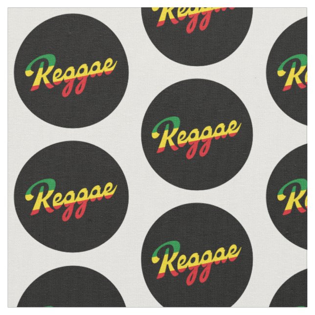 Reggae Music with reggae flag colours Fabric (Close Up)