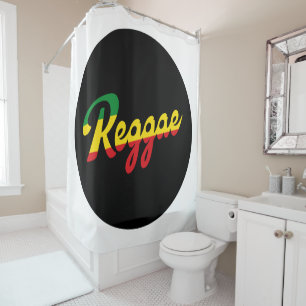Reggae Music with reggae flag colours Shower Curtain