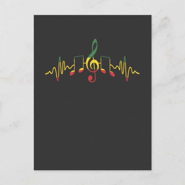 Reggae Musical Notes Jamaica Rastafari Music Postcard (Front)