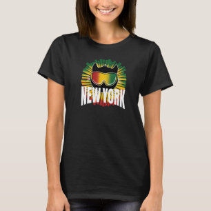 Reggae New York Kitty Cat w Jamaican Ski Goggles N T-Shirt