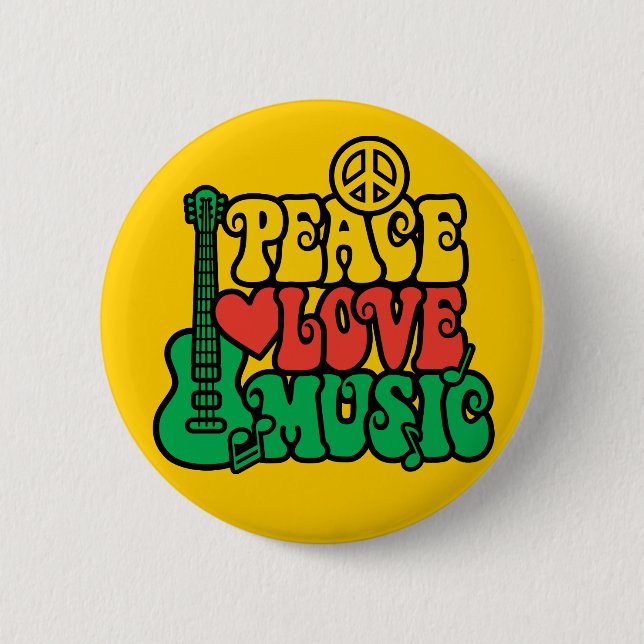 Reggae Peace Love Music 6 Cm Round Badge (Front)