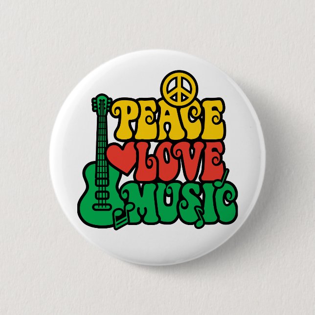 Reggae Peace Love Music 6 Cm Round Badge (Front)