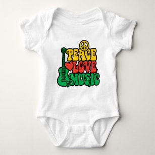 Reggae Peace Love Music Baby Bodysuit