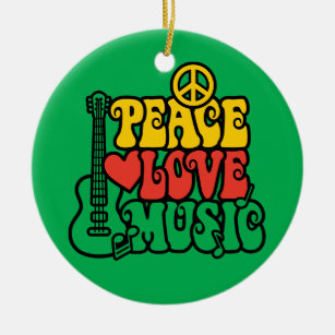 Reggae Peace Love Music Ceramic Tree Decoration