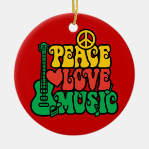 Reggae Peace Love Music Ceramic Tree Decoration