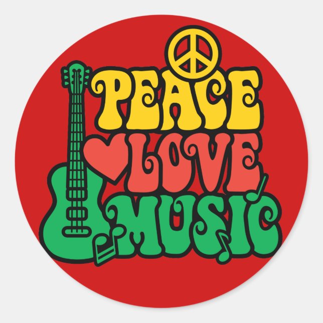 Reggae Peace Love Music Classic Round Sticker (Front)
