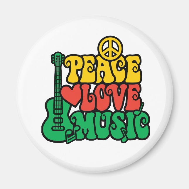 Reggae Peace Love Music Magnet (Front)