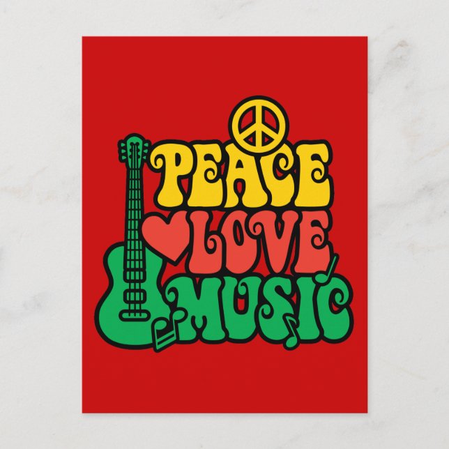 Reggae Peace Love Music Postcard (Front)