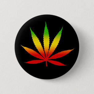 Reggae Rasta Leaf Jamaican Jamaica Round Buttons