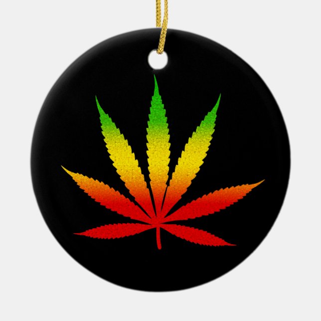 Reggae Rasta Leaf Jamaican Standard Round Ornament (Front)