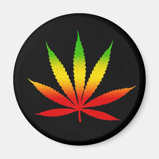 Reggae Rasta Leaf Rastafarian Round Magnets (Front)