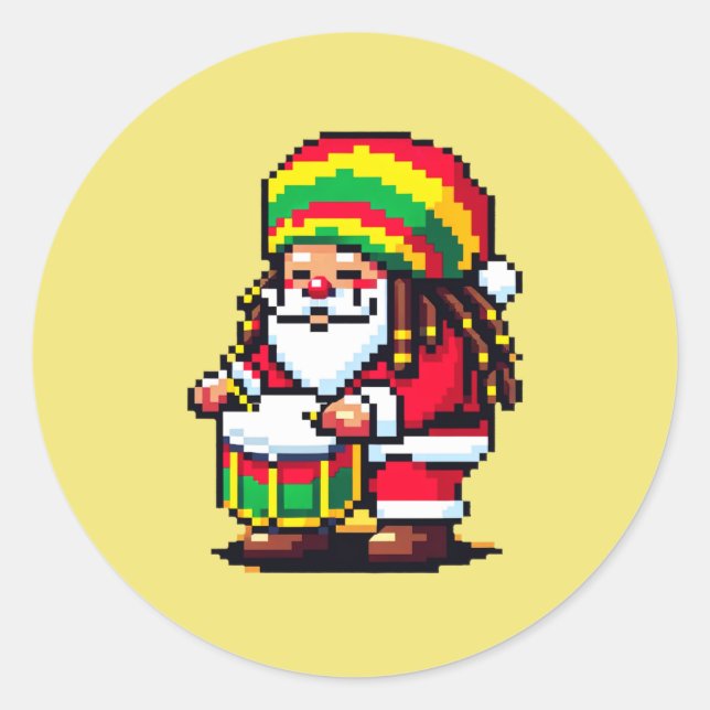 Reggae Rhythms with Santa - Christmas Beat Classic Round Sticker (Front)