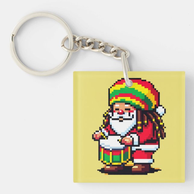 Reggae Rhythms with Santa - Christmas Beat Key Ring (Front)