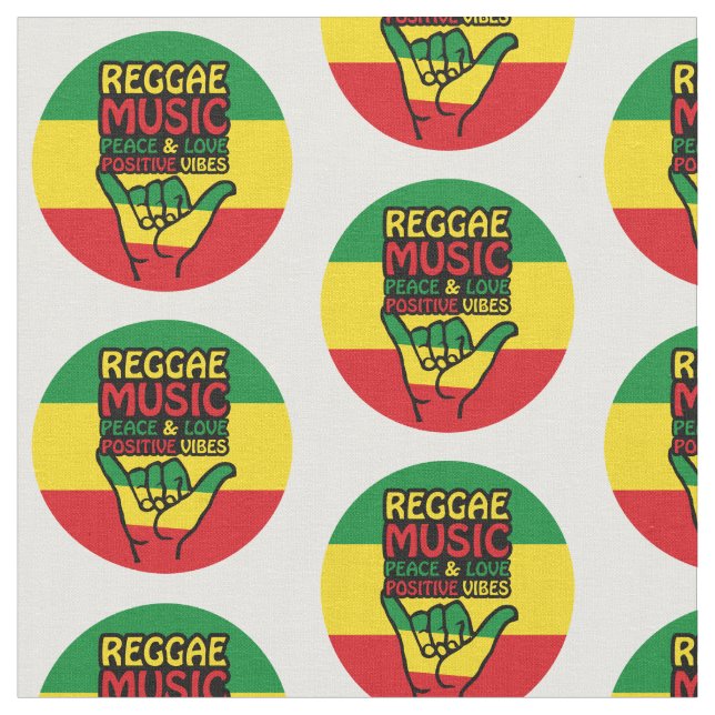 Reggae Shaka Hand with positive quotes Fabric (Close Up)