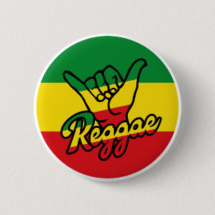 Reggae Shaka Hands with Reggae colors 6 Cm Round Badge