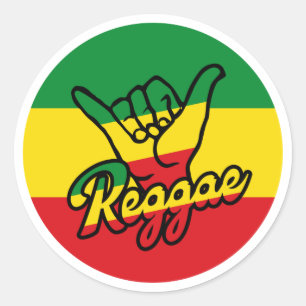Reggae Shaka Hands with Reggae colors Classic Round Sticker