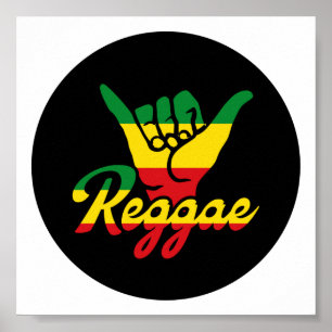 Reggae Shaka Hands with reggae colours Poster