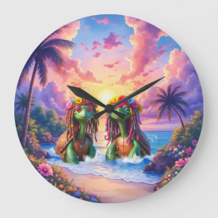 Reggae Turtles – Island Vibes Forever.  Large Clock